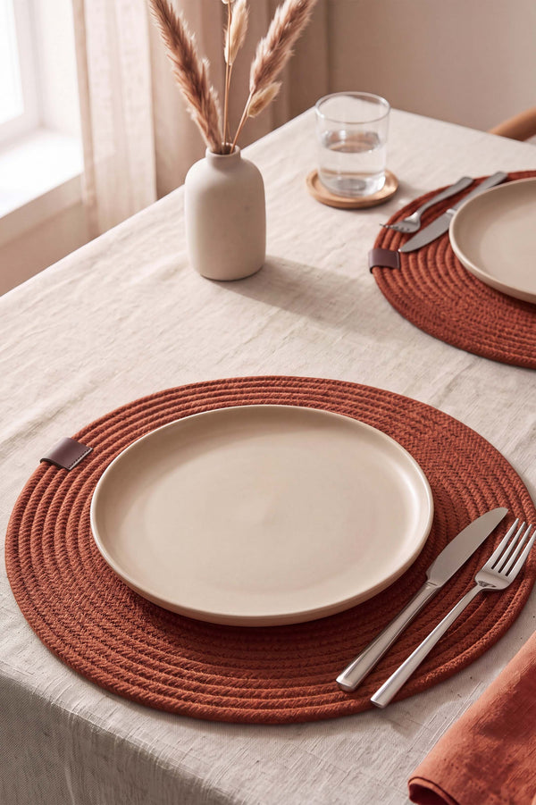 Terracotta Cotton Woven Placemat 32X32 Cm