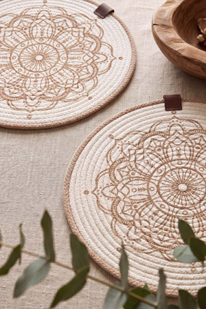 Mandala Cotton Woven Placemat 32X32 Cm