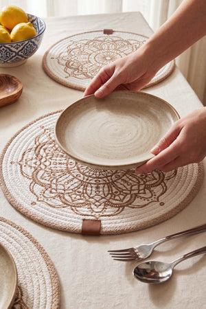 Mandala Cotton Woven Placemat 32X32 Cm