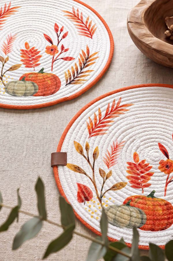 Pumpkin Cotton Woven Placemat 32X32 Cm