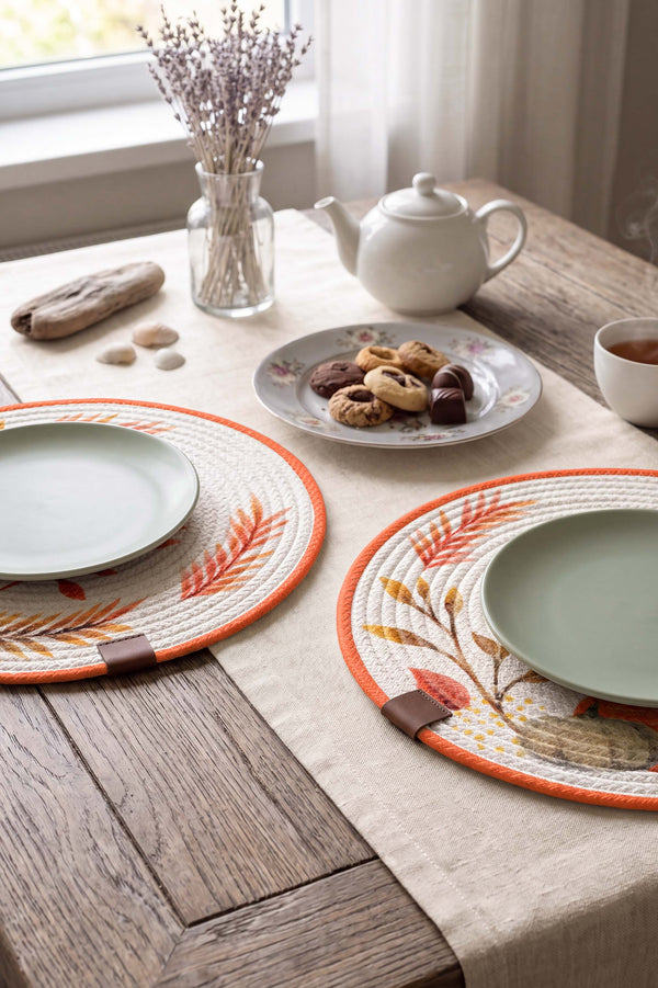 Pumpkin Cotton Woven Placemat 32X32 Cm