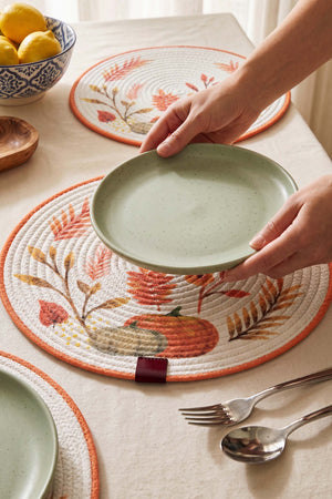 Pumpkin Cotton Woven Placemat 32X32 Cm
