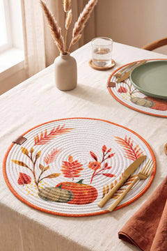 Pumpkin Cotton Woven Placemat 32X32 Cm