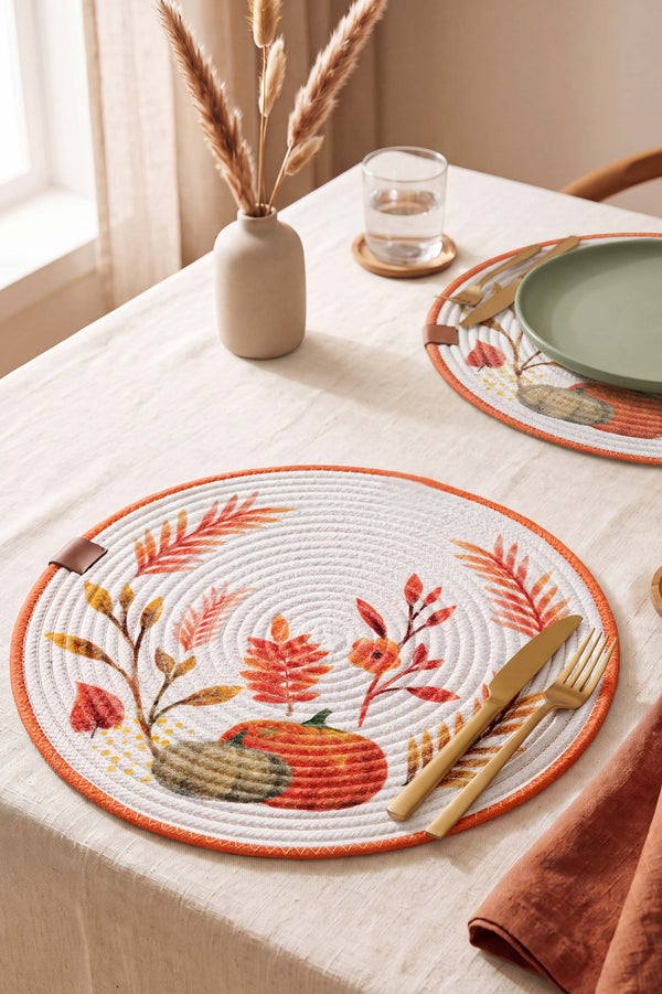 Pumpkin Cotton Woven Placemat 32X32 Cm