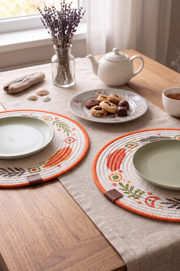 Botanical Cotton Woven Placemat 32X32 Cm