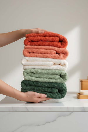 Natural Colored 5-Piece 100% Cotton Towel Set 50x90