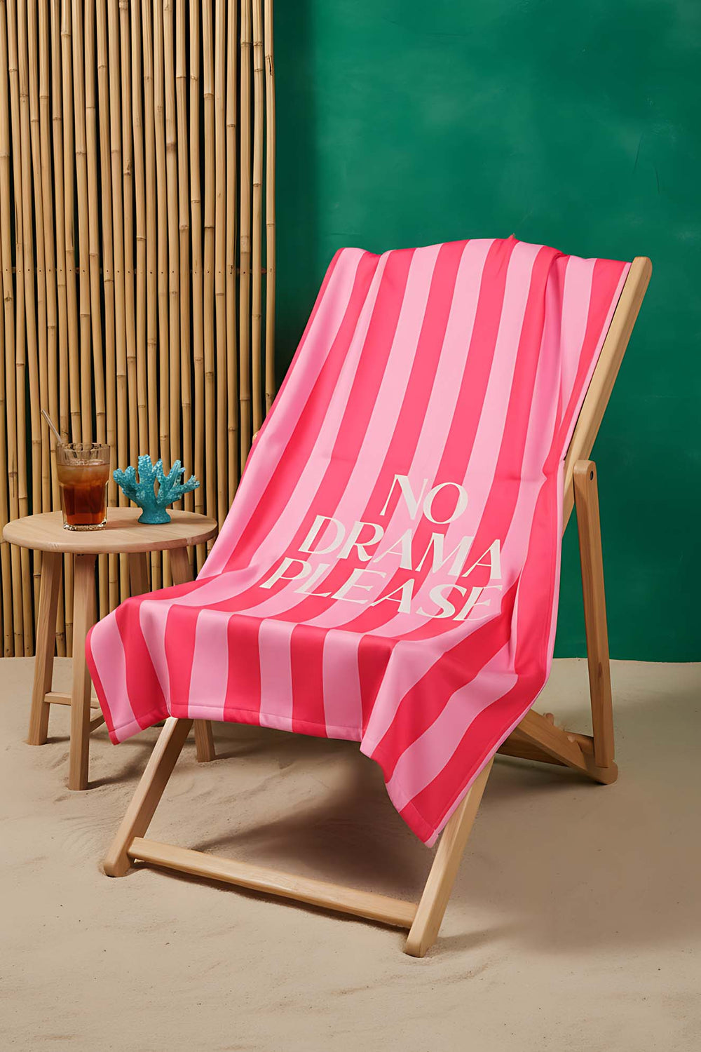No Drama Please Striped Beach Towel 70x150 cm