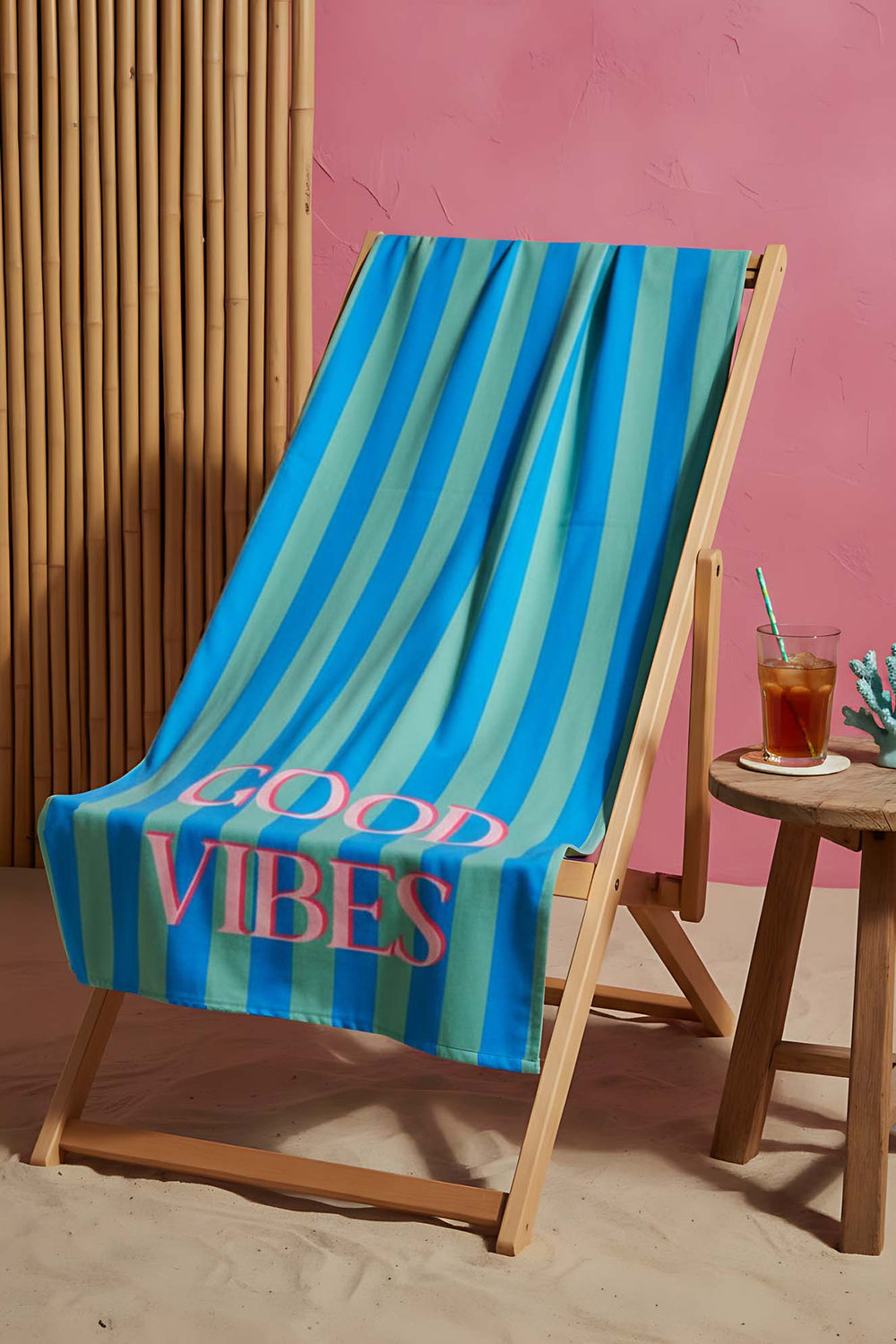 Good Vibes Striped Beach Towel 70x150 cm
