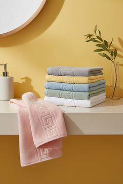 Pastel Greek 6-Piece 100% Cotton Hand Towel Set – 50×90 cm