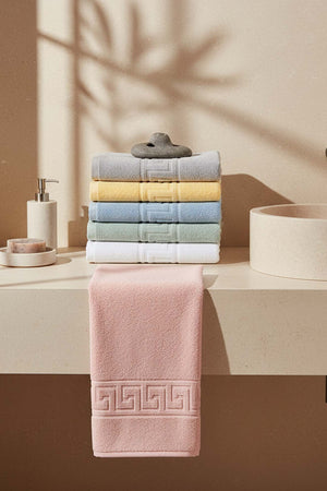 Pastel Greek 6-Piece 100% Cotton Hand Towel Set – 50×90 cm