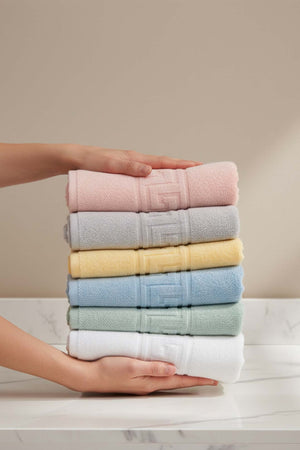 Pastel Greek 6-Piece 100% Cotton Hand Towel Set – 50×90 cm