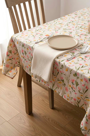 Botanical Tablecloth – Casual & Wipeable Polyester, Picnic/Kitchen Use, 140x200 cm