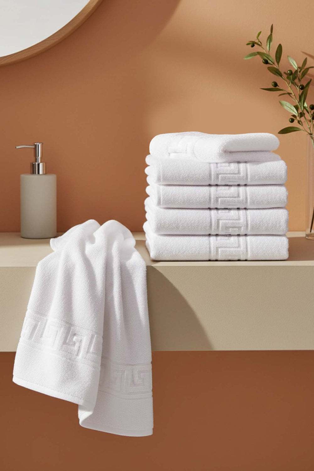 White Greek 6-Piece 100% Cotton Hand Towel Set – 50×90 cm