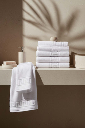 White Greek 6-Piece 100% Cotton Hand Towel Set – 50×90 cm