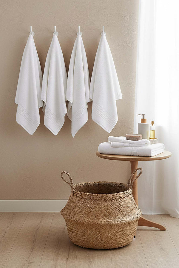 White Greek 6-Piece 100% Cotton Hand Towel Set – 50×90 cm