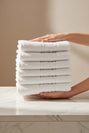 White Greek 6-Piece 100% Cotton Hand Towel Set – 50×90 cm