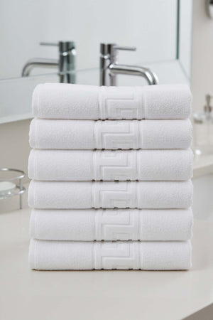 White Greek 6-Piece 100% Cotton Hand Towel Set – 50×90 cm
