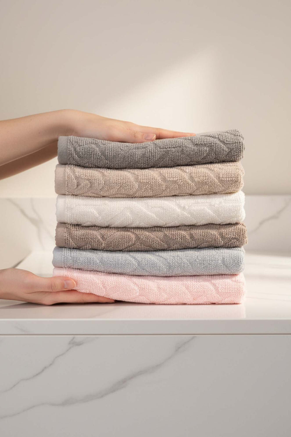 Soft İsba 6-Piece 100% Cotton Towel Set – 50×90 cm