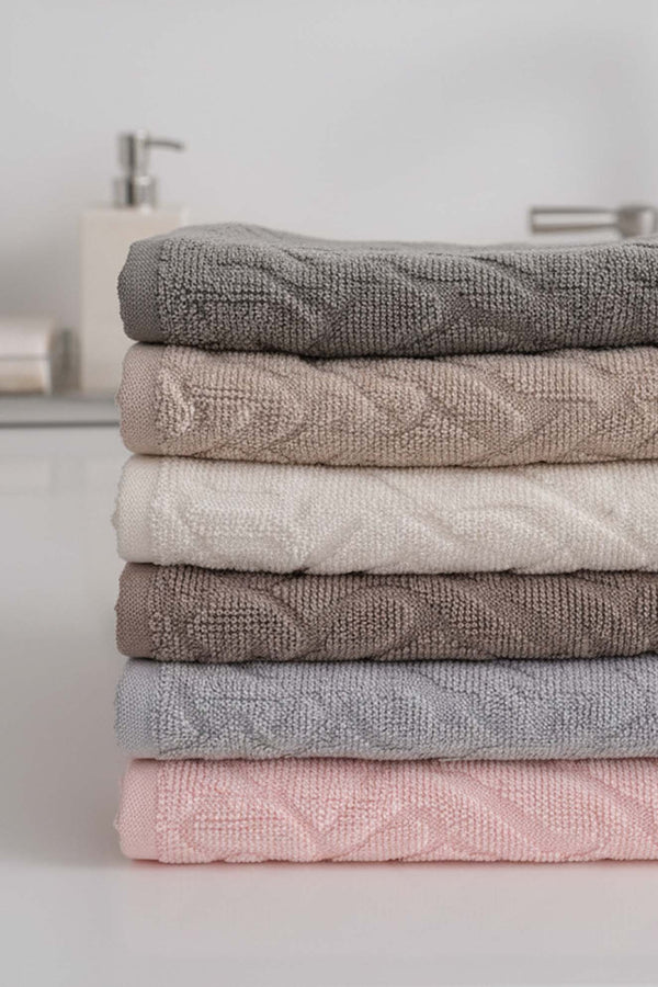 Soft İsba 6-Piece 100% Cotton Towel Set – 50×90 cm