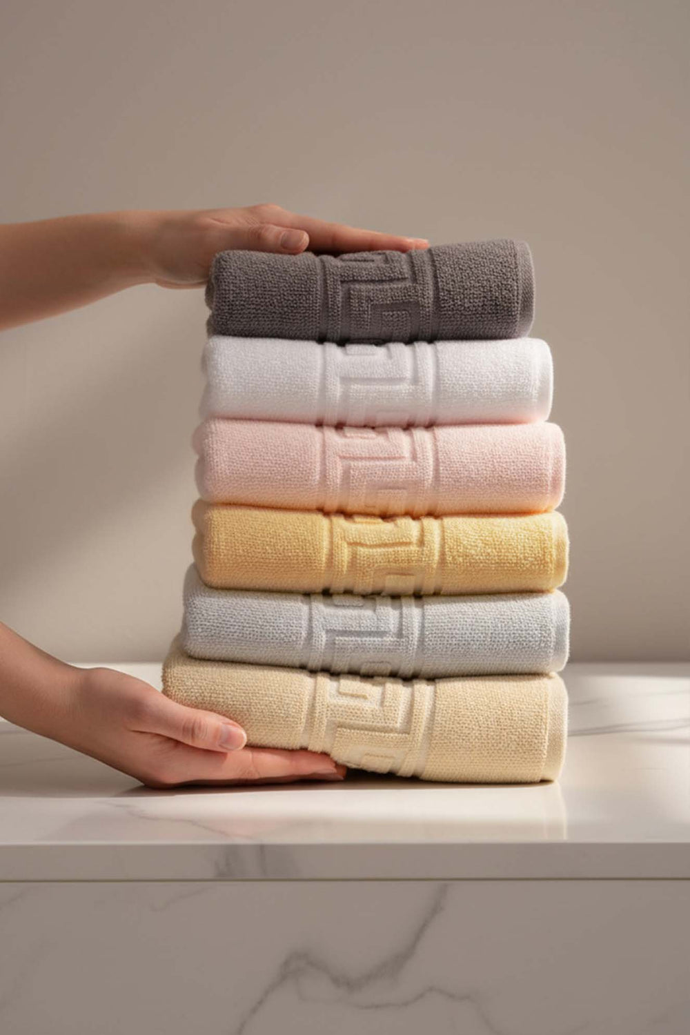 Lua Greek 6-Piece 100% Cotton Hand Towel Set – 50×90 cm