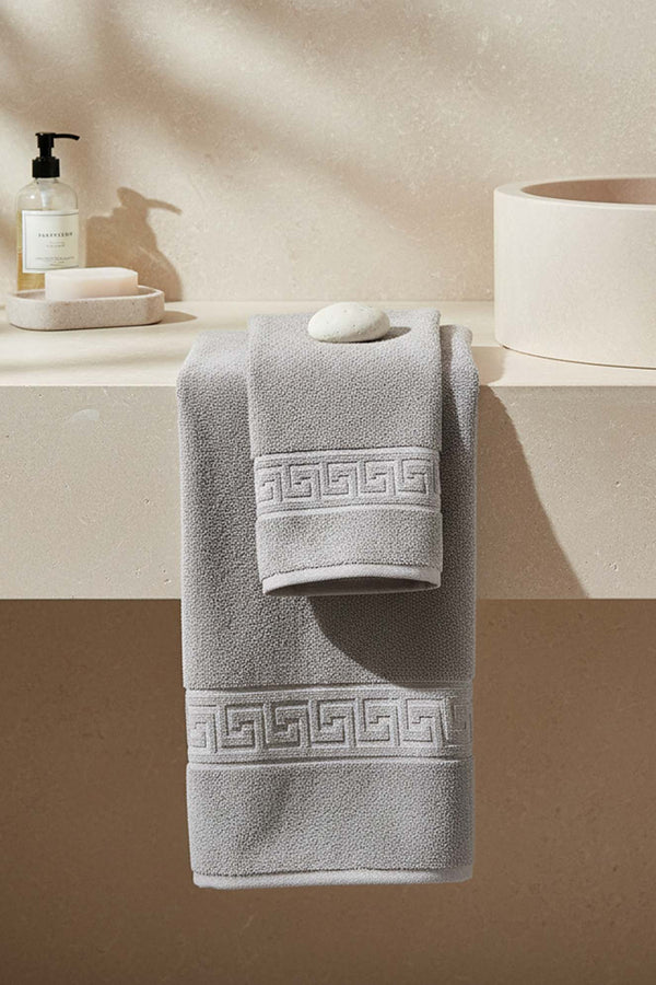 Grey Greek 2-Piece 100% Cotton Towel Set