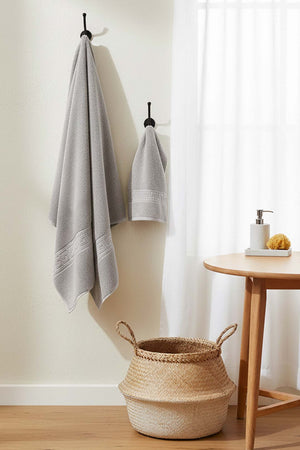 Grey Greek 2-Piece 100% Cotton Towel Set
