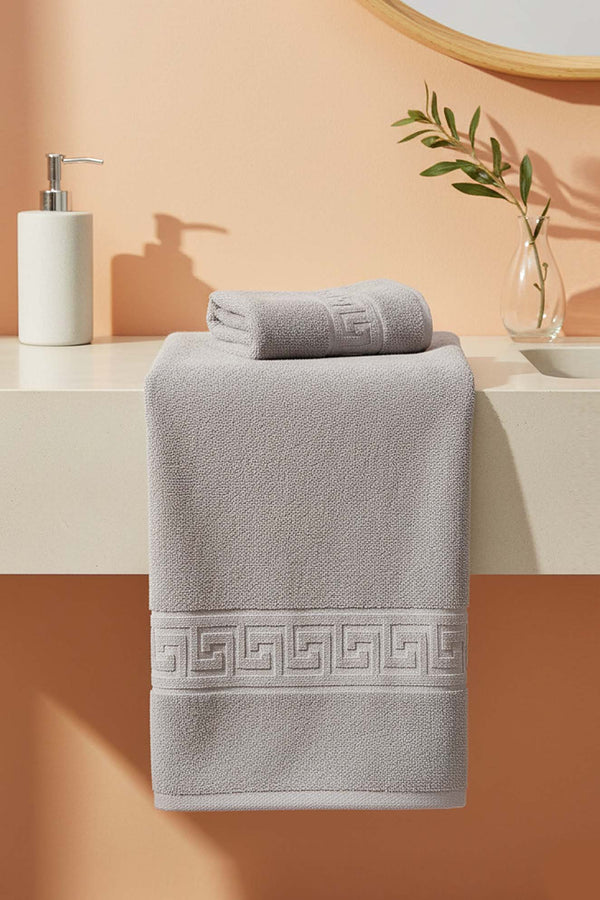 Grey Greek 2-Piece 100% Cotton Towel Set