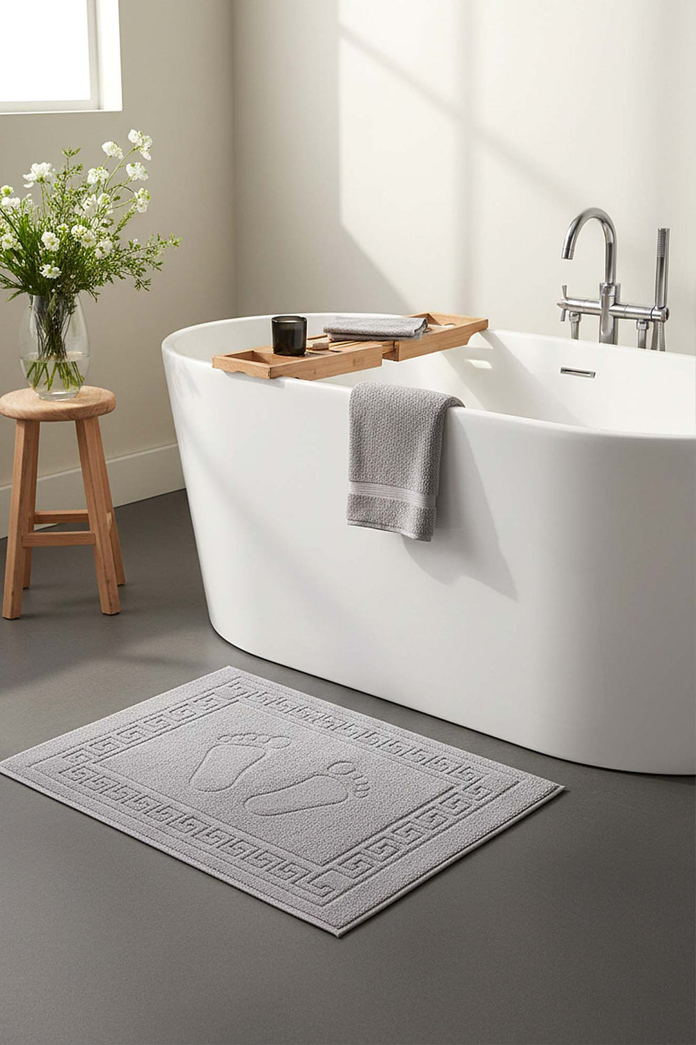 Grey Greek 2-Piece 100% Cotton Foot Towel Set – 50×70 cm