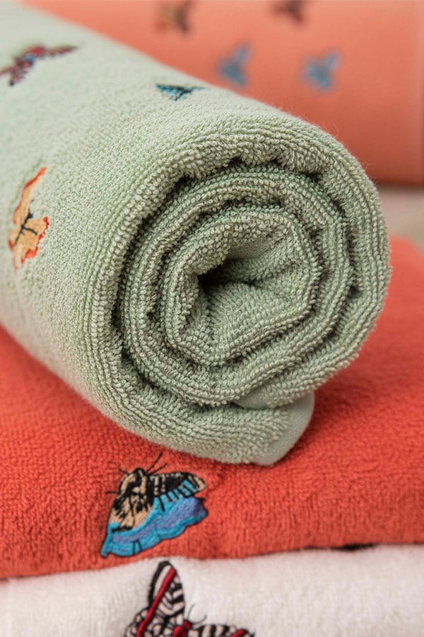 Butterfly Embroidered 5-Piece %100 Cotton Towel Set – 50 x 90 cm