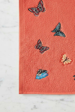 Butterfly Embroidered 5-Piece %100 Cotton Towel Set – 50 x 90 cm