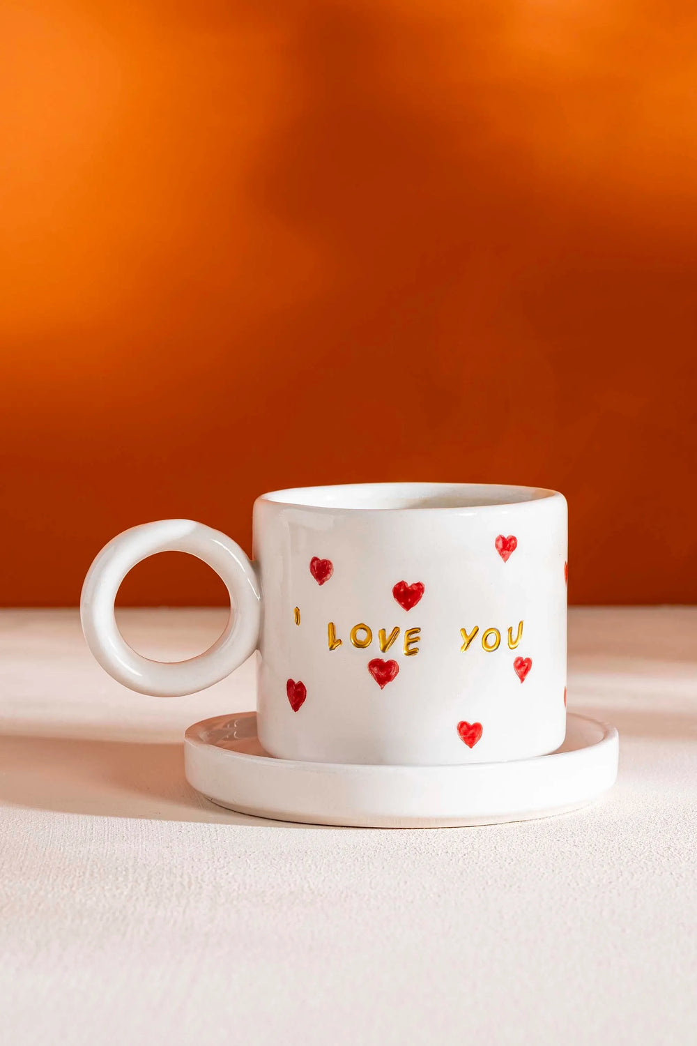 I Love You Amore Handmade Ceramic Double Coffee Cup Mug