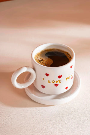 I Love You Amore Handmade Ceramic Double Coffee Cup Mug