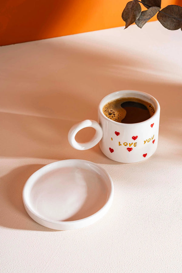 I Love You Amore Handmade Ceramic Double Coffee Cup Mug