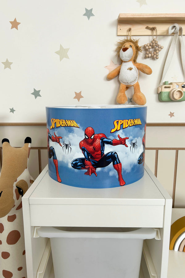 Spiderman Themed Children's Room Pendant Lamp - 30cm Decorative Hanging Light with Adjustable Cable - Non-Toxic Water-Based Print