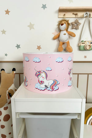 Unicorn in the Cloud Themed Children's Room Pendant Lamp - 30cm Decorative Hanging Light with Adjustable Cable - Non-Toxic Water-Based Print
