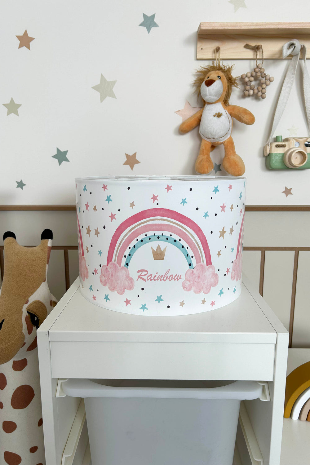 Sugar Rainbow Themed Children's Room Pendant Lamp - 30cm Decorative Hanging Light with Adjustable Cable - Non-Toxic Water-Based Print