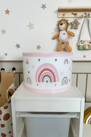 Pastel Rainbow Themed Children's Room Pendant Lamp - 30cm Decorative Hanging Light with Adjustable Cable - Non-Toxic Water-Based Print