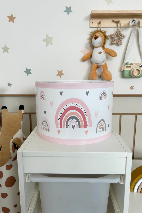 Pastel Rainbow Themed Children's Room Pendant Lamp - 30cm Decorative Hanging Light with Adjustable Cable - Non-Toxic Water-Based Print