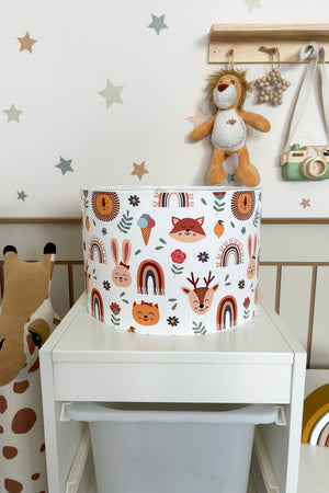 Rainbow & Animals Themed Children's Room Pendant Lamp - 30cm Decorative Hanging Light with Adjustable Cable - Non-Toxic Water-Based Print