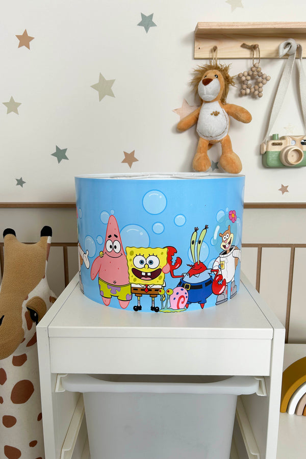 SpongeBob Themed Children's Room Pendant Lamp - 30cm Decorative Hanging Light with Adjustable Cable - Non-Toxic Water-Based Print