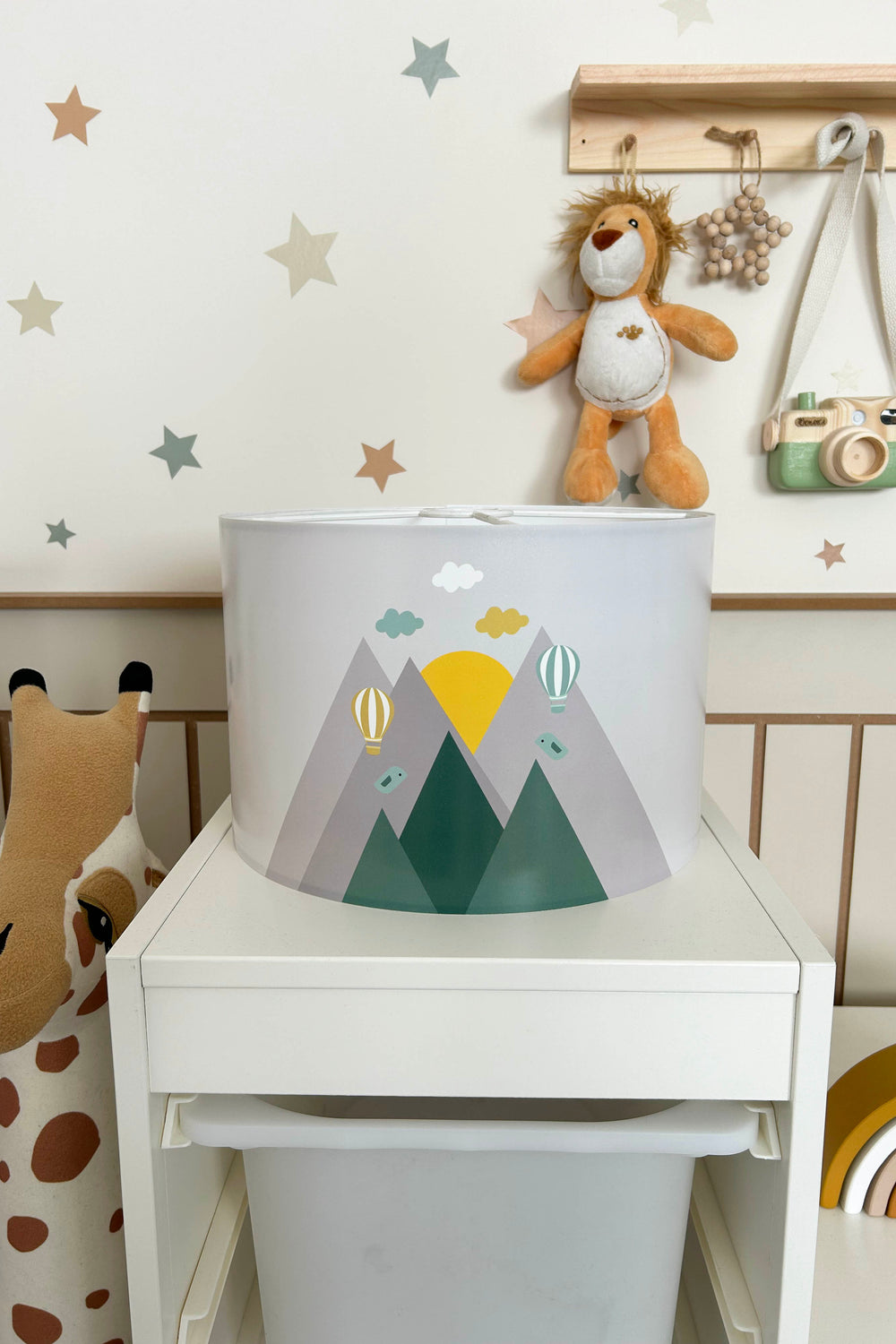 Bird Valley Themed Children's Room Pendant Lamp - 30cm Decorative Hanging Light with Adjustable Cable - Non-Toxic Water-Based Print