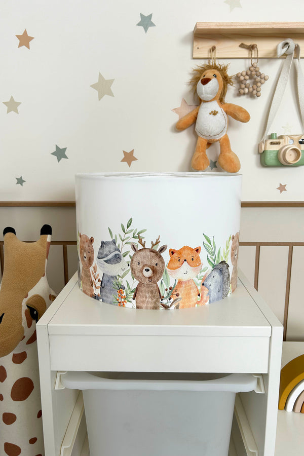 Watercolor Animals Themed Children's Room Pendant Lamp - 30cm Decorative Hanging Light with Adjustable Cable - Non-Toxic Water-Based Print