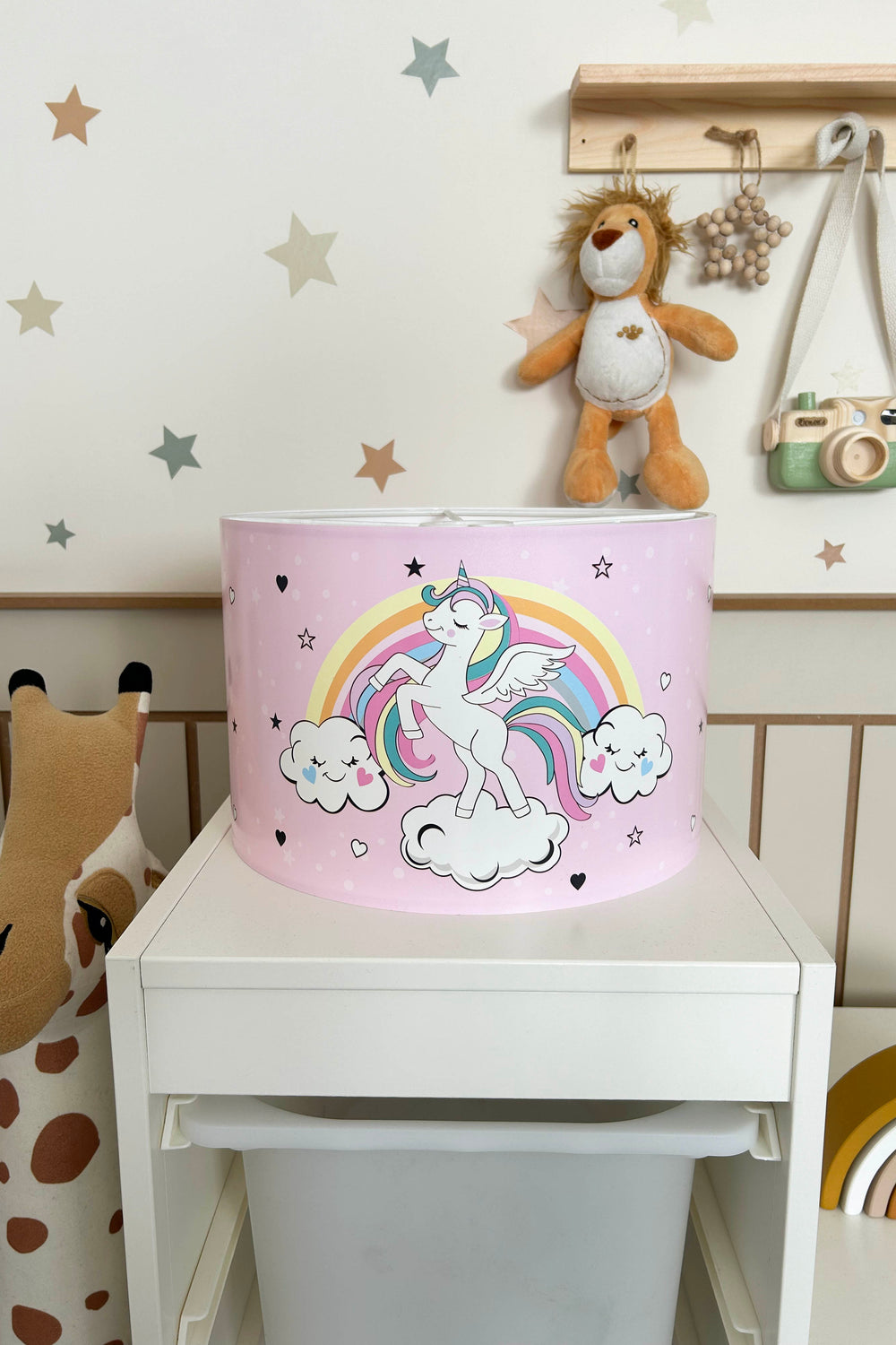 Magic Unicorn Themed Children's Room Pendant Lamp - 30cm Decorative Hanging Light with Adjustable Cable - Non-Toxic Water-Based Print