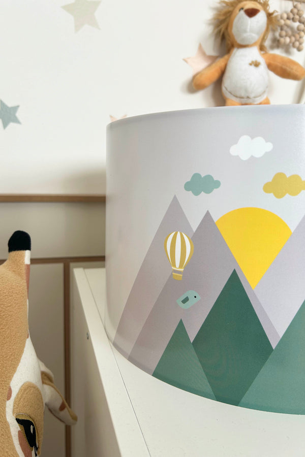 Bird Valley Themed Children's Room Pendant Lamp - 30cm Decorative Hanging Light with Adjustable Cable - Non-Toxic Water-Based Print