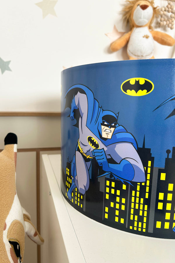 Batman Themed Children's Room Pendant Lamp - 30cm Decorative Hanging Light with Adjustable Cable - Non-Toxic Water-Based Print