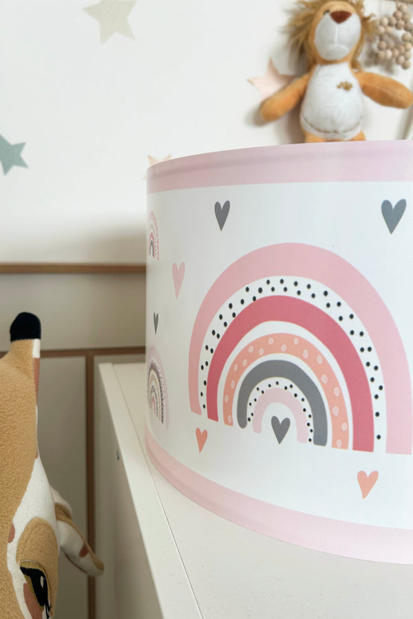 Pastel Rainbow Themed Children's Room Pendant Lamp - 30cm Decorative Hanging Light with Adjustable Cable - Non-Toxic Water-Based Print