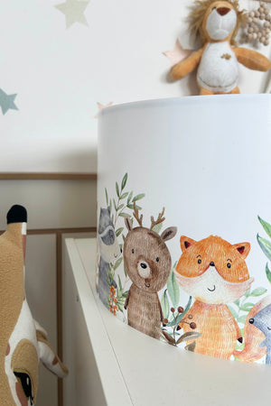 Watercolor Animals Themed Children's Room Pendant Lamp - 30cm Decorative Hanging Light with Adjustable Cable - Non-Toxic Water-Based Print