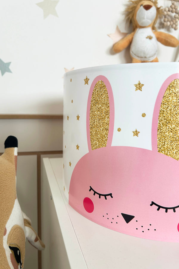 Gold Rabbit Themed Children's Room Pendant Lamp - 30cm Decorative Hanging Light with Adjustable Cable - Non-Toxic Water-Based Print