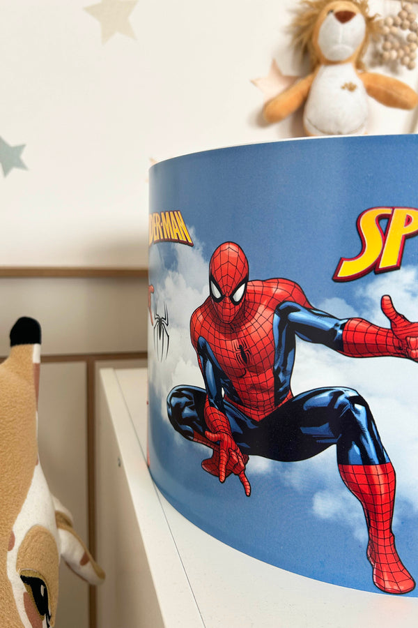 Spiderman Themed Children's Room Pendant Lamp - 30cm Decorative Hanging Light with Adjustable Cable - Non-Toxic Water-Based Print