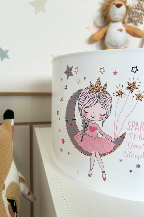 Moon Girl Themed Children's Room Pendant Lamp - 30cm Decorative Hanging Light with Adjustable Cable - Non-Toxic Water-Based Print